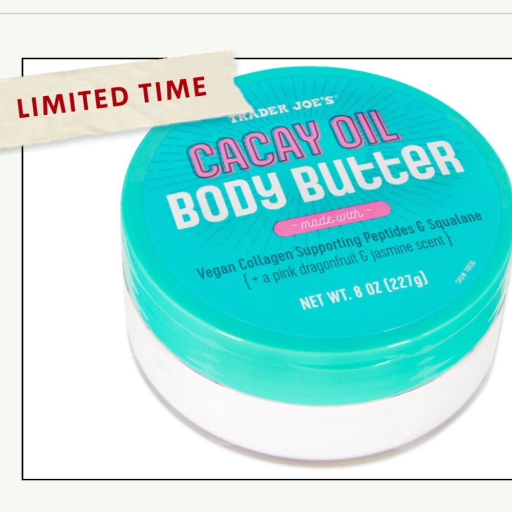 NEW Trader Joe’s Cacay Oil Body Butter Vegan Collagen Peptides & Squalane